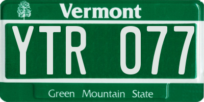 VT license plate YTR077