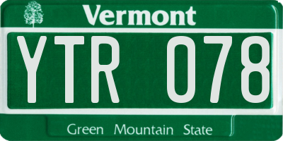 VT license plate YTR078