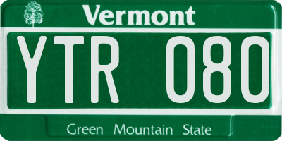 VT license plate YTR080