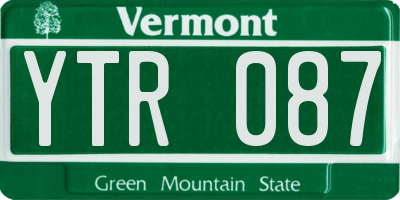 VT license plate YTR087