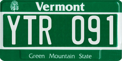 VT license plate YTR091