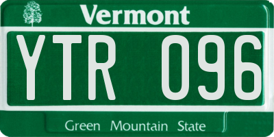 VT license plate YTR096