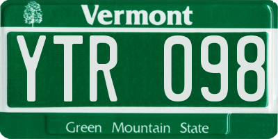 VT license plate YTR098