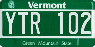 VT license plate YTR102
