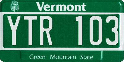 VT license plate YTR103