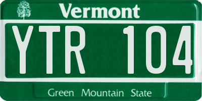 VT license plate YTR104