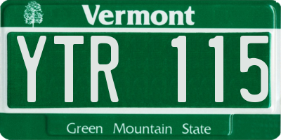VT license plate YTR115