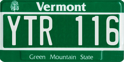 VT license plate YTR116