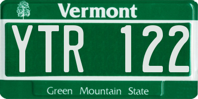 VT license plate YTR122