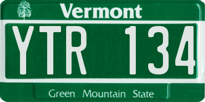 VT license plate YTR134