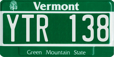 VT license plate YTR138