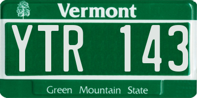 VT license plate YTR143