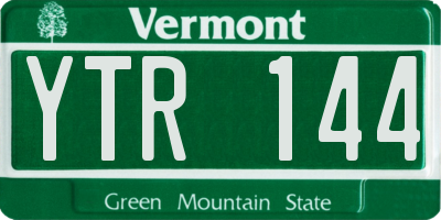 VT license plate YTR144