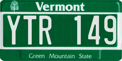 VT license plate YTR149