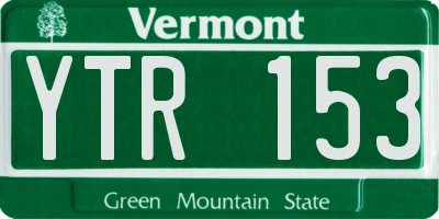 VT license plate YTR153