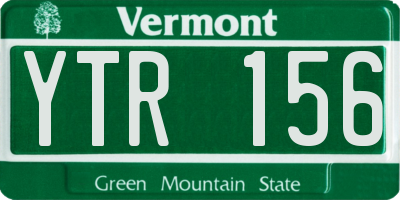 VT license plate YTR156