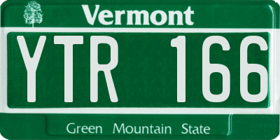 VT license plate YTR166