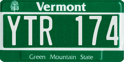 VT license plate YTR174