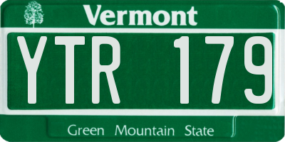 VT license plate YTR179