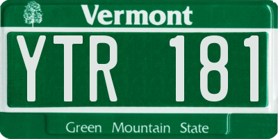 VT license plate YTR181