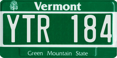 VT license plate YTR184