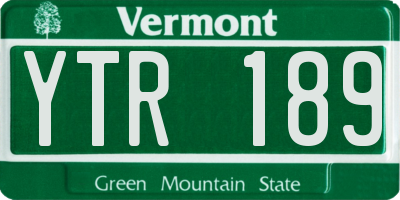 VT license plate YTR189
