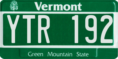 VT license plate YTR192