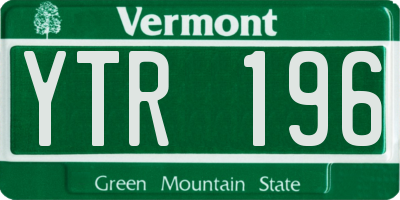 VT license plate YTR196