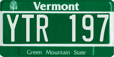 VT license plate YTR197