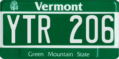 VT license plate YTR206