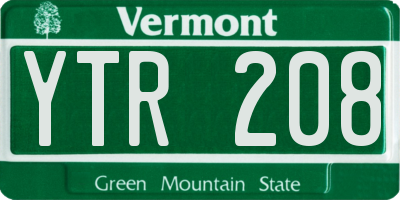 VT license plate YTR208