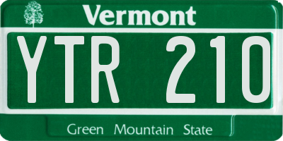 VT license plate YTR210