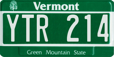VT license plate YTR214