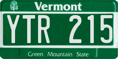 VT license plate YTR215