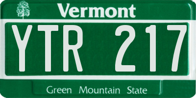VT license plate YTR217