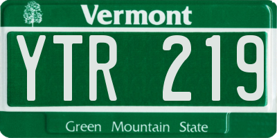 VT license plate YTR219