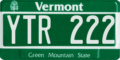 VT license plate YTR222