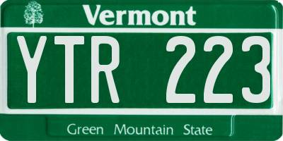VT license plate YTR223