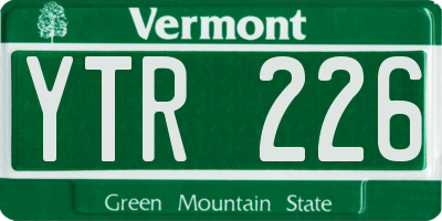 VT license plate YTR226