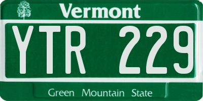 VT license plate YTR229