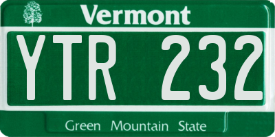VT license plate YTR232
