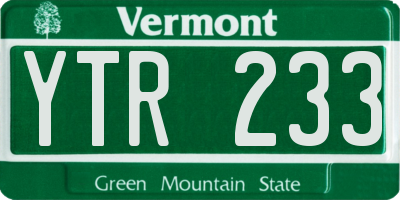 VT license plate YTR233