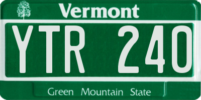 VT license plate YTR240