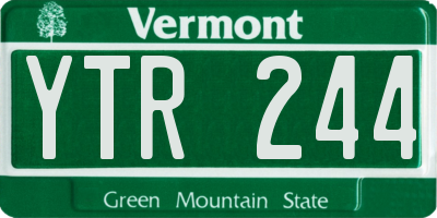 VT license plate YTR244