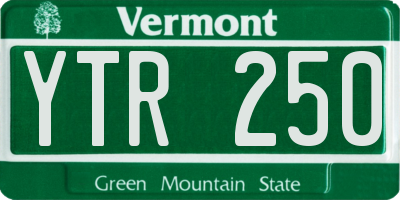 VT license plate YTR250