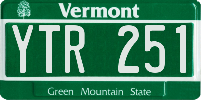 VT license plate YTR251