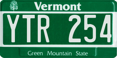 VT license plate YTR254