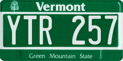 VT license plate YTR257