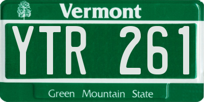 VT license plate YTR261