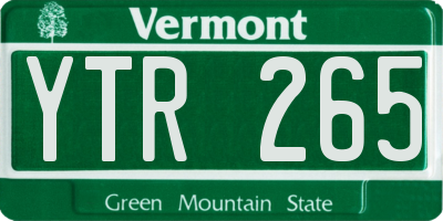 VT license plate YTR265
